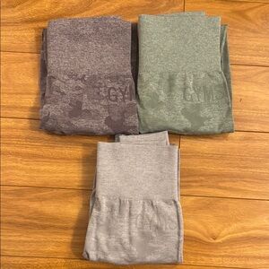 3 pairs Gymshark camo seamless leggings